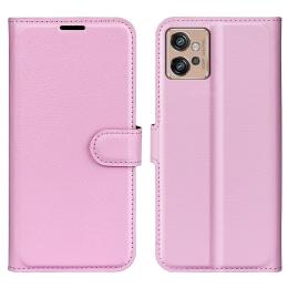 Motorola Moto G32 Fodral Litchi Läder Ljus Rosa