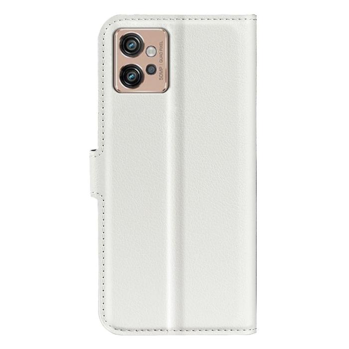 Bild 6, Motorola Moto G32 Fodral Litchi Läder Vit