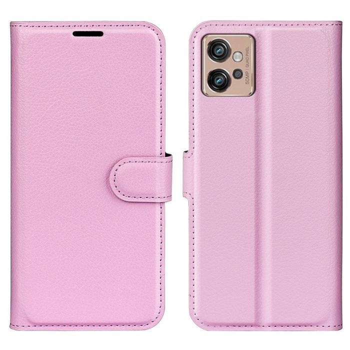 Bild 1, Motorola Moto G32 Fodral Litchi Läder Ljus Rosa