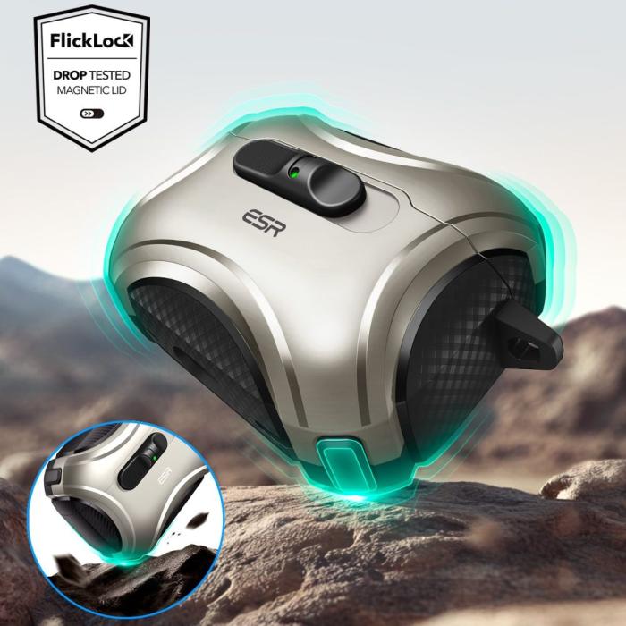 Bild 5, ESR AirPods Pro 3 Skal MagSafe Cyber FlickLock HaloLock Titanium