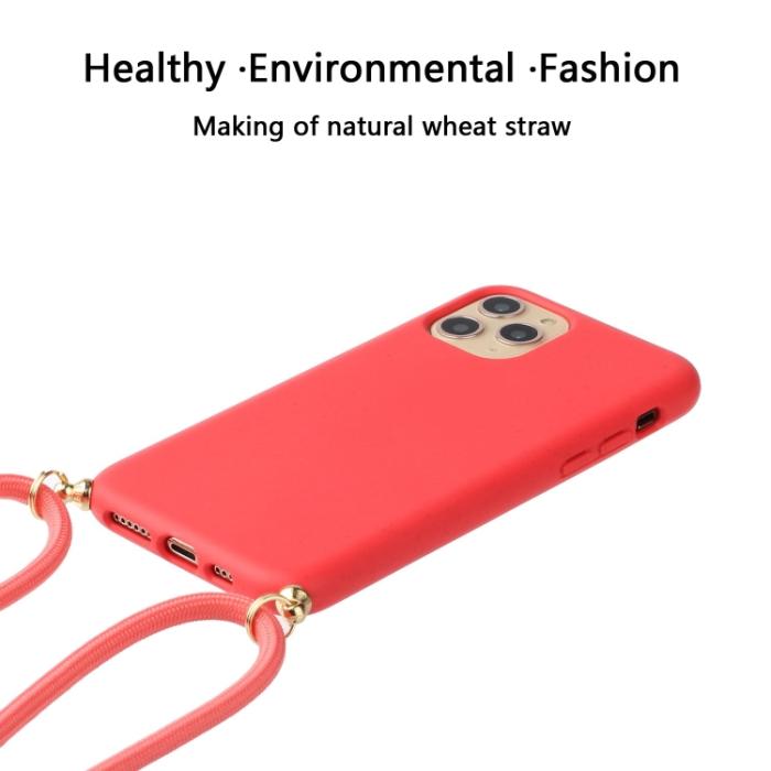 Bild 2, iPhone 15 Pro Skal Strawberry Design Med Strap Röd