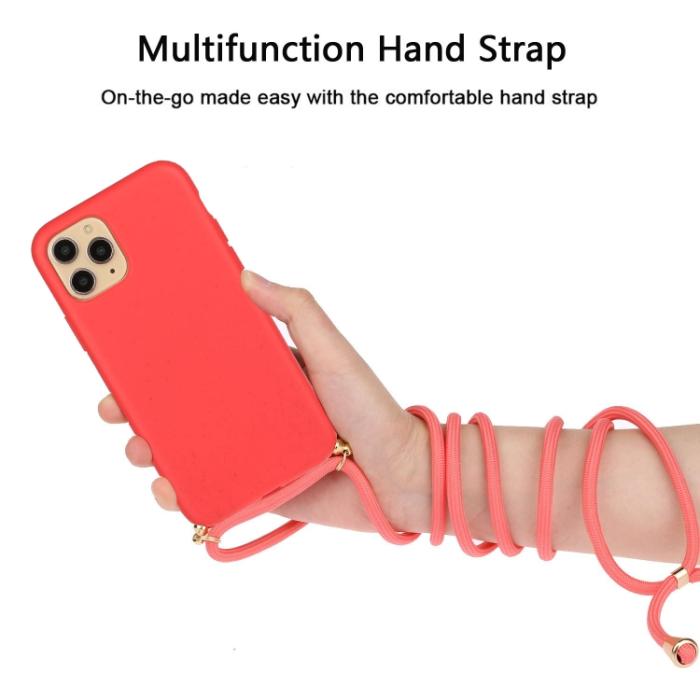 Bild 3, iPhone 15 Pro Skal Strawberry Design Med Strap Röd