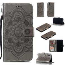 iPhone X/Xs - Mandala Läder Fodral - Grå