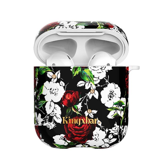 Bild 1, AirPods - KINGXBAR Swarovski Dekor Skal - Rosor
