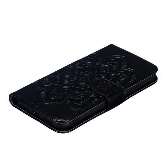 Bild 5, iPhone X/Xs - Mandala Läder Fodral - Svart
