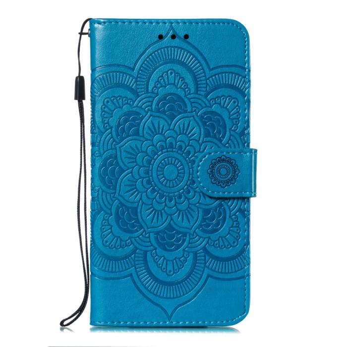 Bild 2, iPhone X/Xs - Mandala Läder Fodral - Blå