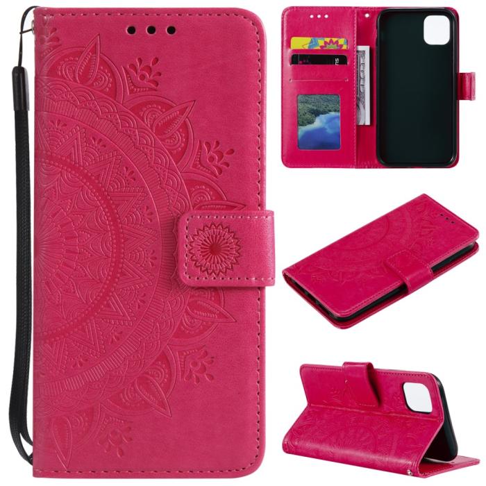 Bild 1, iPhone 11 - Plånboksfodral Mandala - Rosa