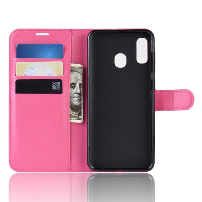 Bild 4, Samsung Galaxy A20e - Litchi Plånboksfodral - Rosa