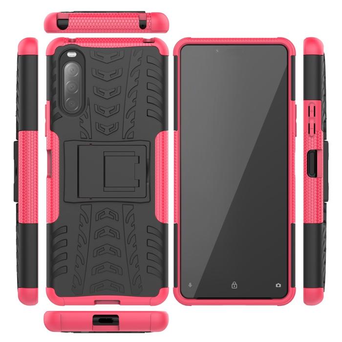Bild 2, Sony Xperia 10 II - Ultimata Stöttåliga Skalet med Stöd - Rosa
