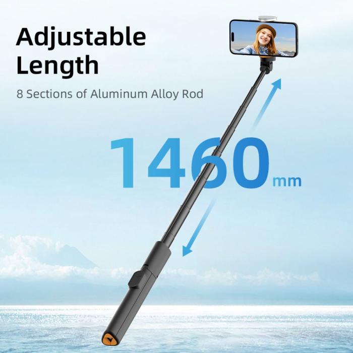 Bild 6, Tech-Protect 146 cm Bluetooth Selfiestick Tripod Svart