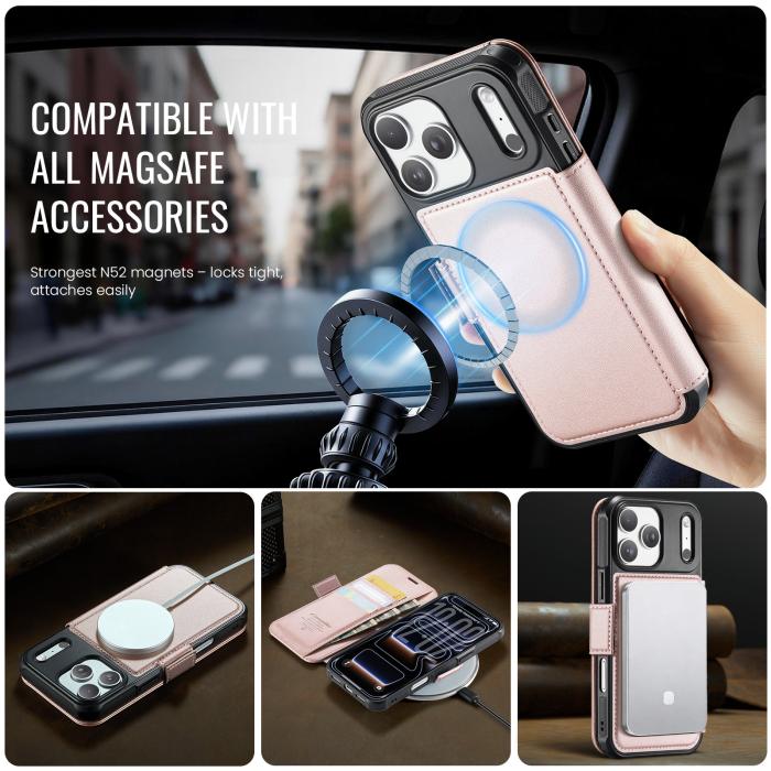 Bild 2, CASEME iPhone 17 Pro Skal RFID Plånbok Roséguld