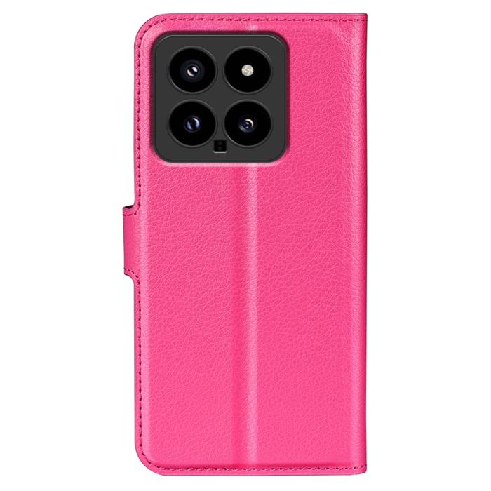 Bild 6, Xiaomi 14 Fodral Litchi Läder Rosa