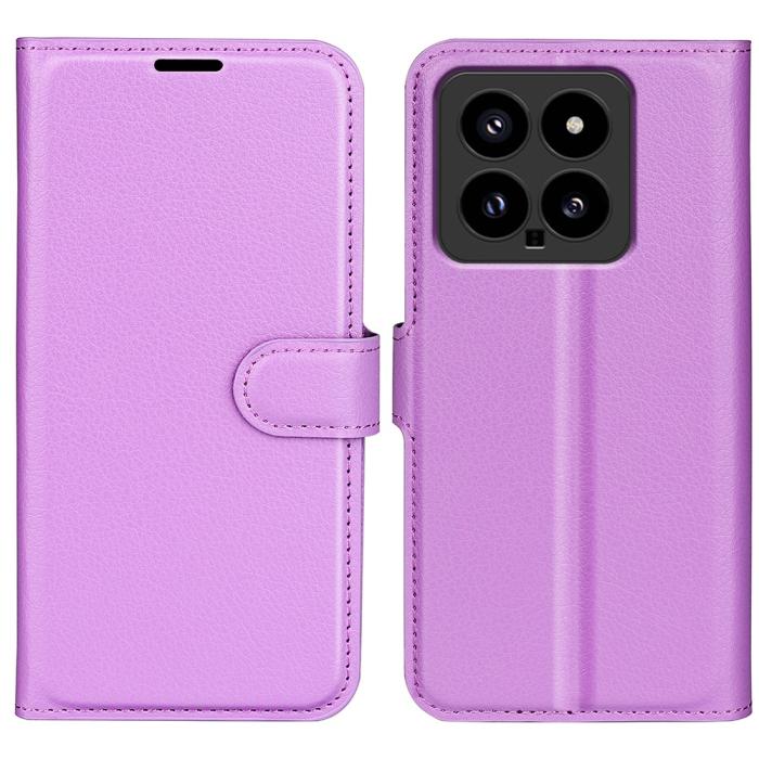 Bild 1, Xiaomi 14 Fodral Litchi Läder Lila
