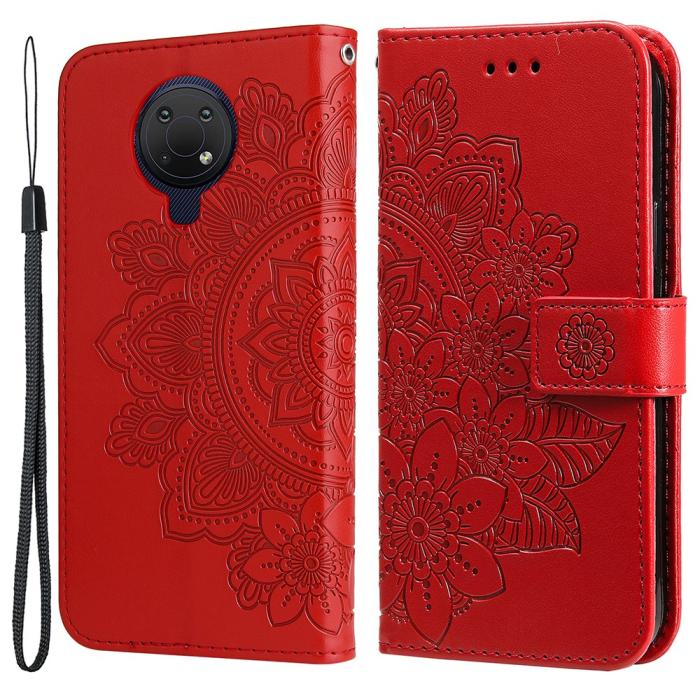 Bild 1, Nokia G10 / G20 Fodral Mandala Läder Röd