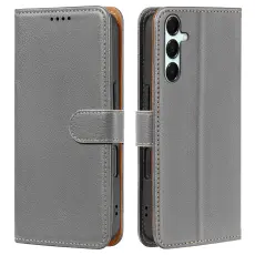 Samsung Galaxy A27 Pl&aring;nboksfodral L&auml;der Gr&aring;