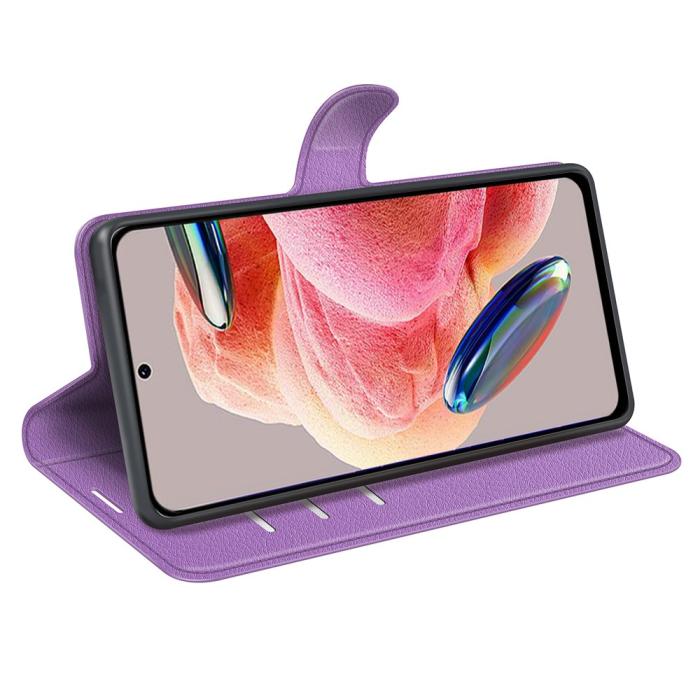 Bild 3, Xiaomi Redmi Note 12 4G Fodral Litchi Läder Lila