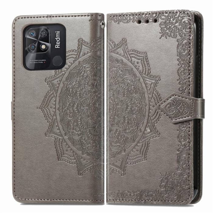 Bild 2, Xiaomi Redmi 10C Fodral Mandala Läder Grå