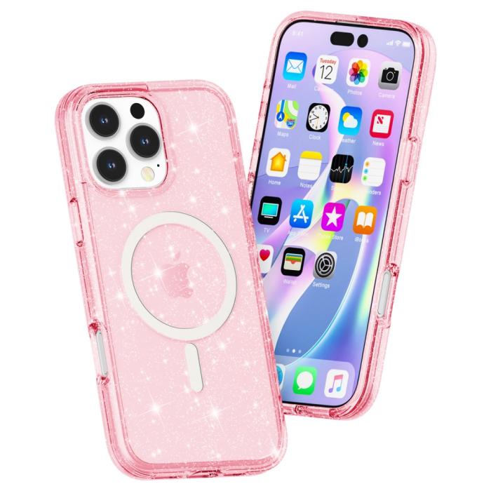 Bild 3, iPhone 16 Pro Skal MagSafe Glitter Rosa