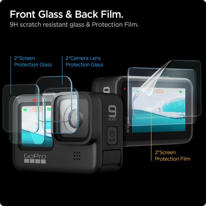 Bild 2, Spigen GoPro Hero 12/11/10/9 2-SET Glas.tR Slim + Film Transparent