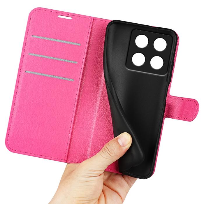 Bild 4, Xiaomi 14T Pro Fodral Litchi Läder Rosa