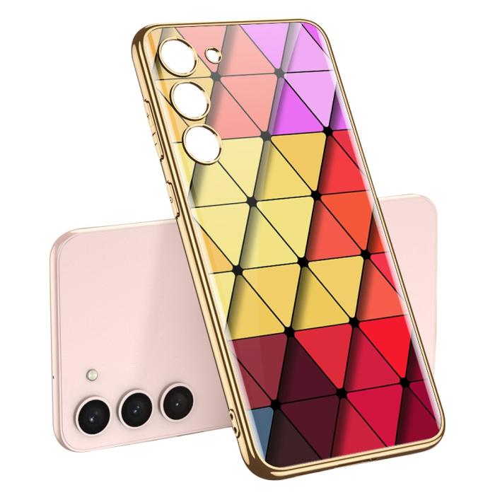 Bild 1, GKK Galaxy S24 Plus Skal Härdat Glas Electroplate Rhombus Röd