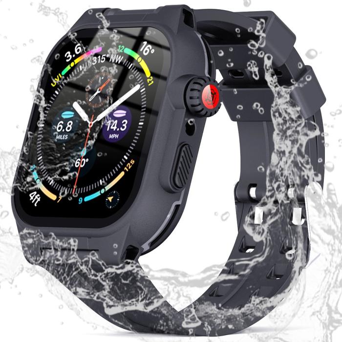 Bild 1, ShellBox Armband Apple Watch 41 mm Vattentätt IP68 Skal Svart