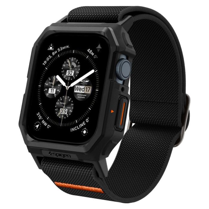 Bild 1, Spigen Apple Watch 44/45 mm Skal/Armband Lite Fit 'Pro' Matt Svart