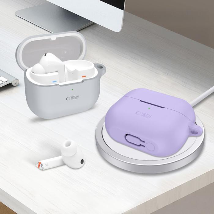 Bild 4, Tech-Protect Samsung Galaxy Buds 3 / 3 Pro / 3 FE Skal Silikon Hook Lavender