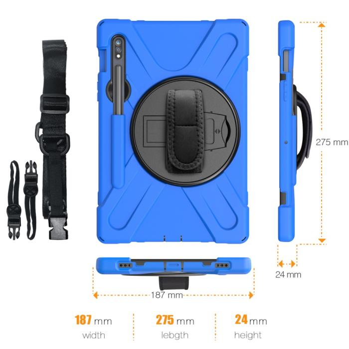 Bild 5, Galaxy Tab S8 / Tab S7 Skal 360° Hybrid Kickstand Med Strap