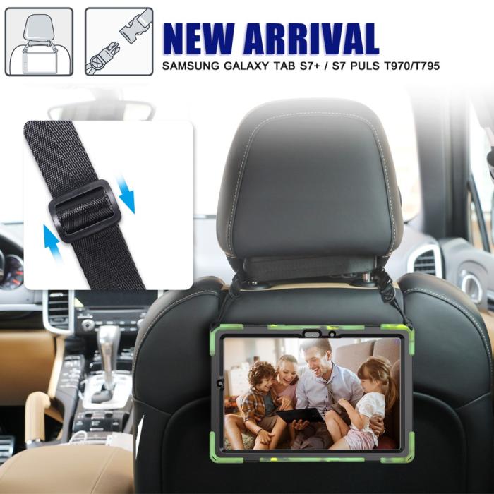 Bild 4, Galaxy Tab S8 / Tab S7 Skal 360° Hybrid Kickstand Med Strap