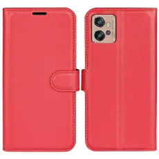 Motorola Moto G32 Fodral Litchi L&auml;der R&ouml;d