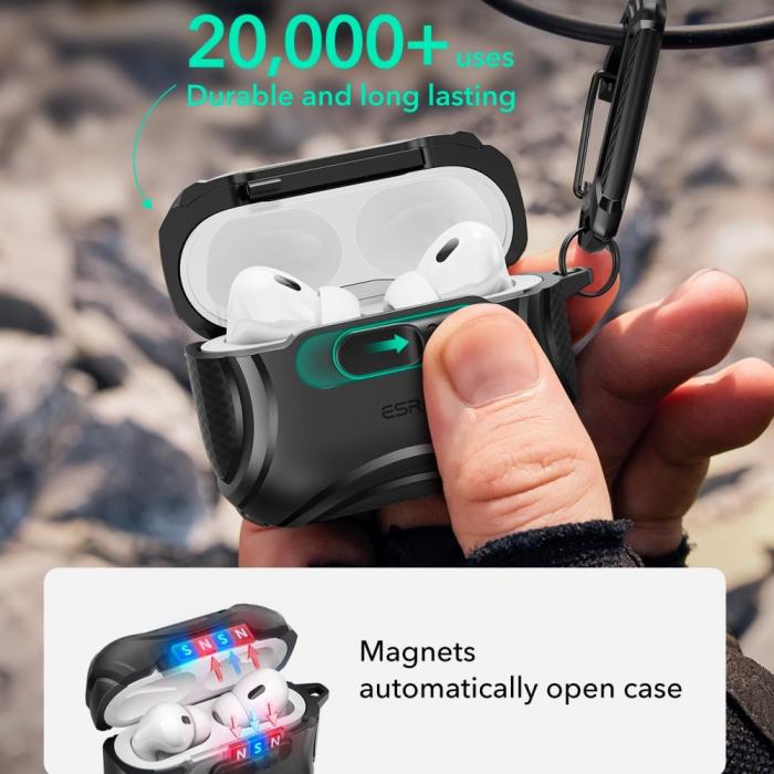 Bild 3, ESR AirPods Pro 3 Skal MagSafe Cyber FlickLock HaloLock Svart