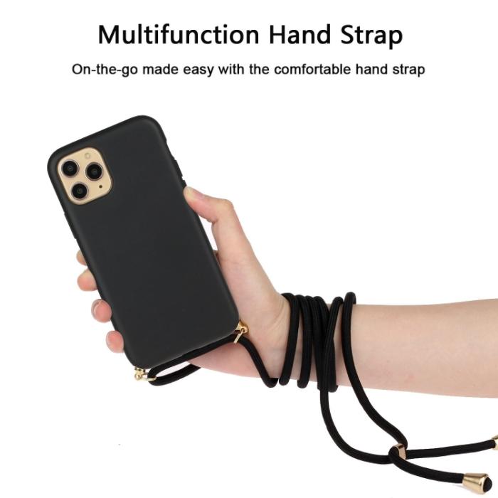 Bild 3, iPhone 15 Pro Skal Strawberry Design Med Strap Svart