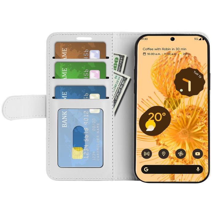 Bild 4, Google Pixel 7 Pro Fodral Crazy Horse Läder Vit