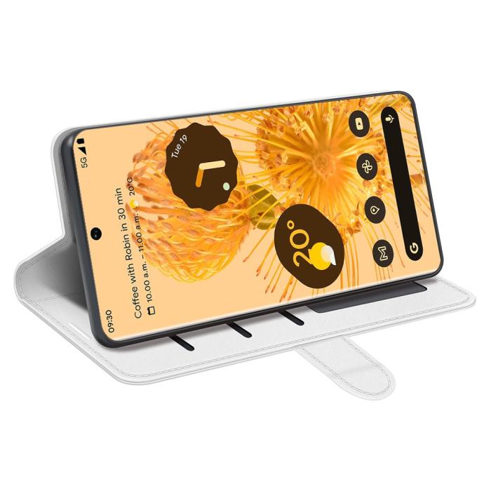 Bild 5, Google Pixel 7 Pro Fodral Crazy Horse Läder Vit