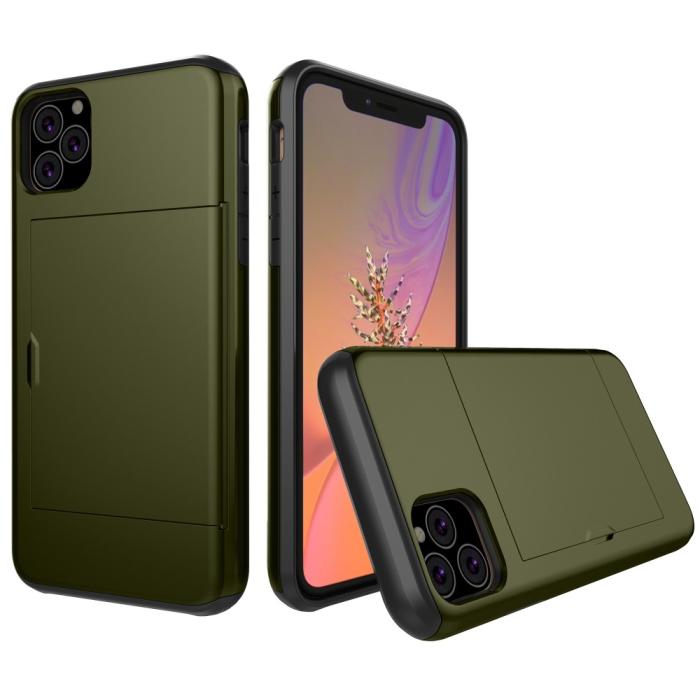 Bild 1, iPhone 11 Pro - Hybrid Skal Med Kortfack - Grön