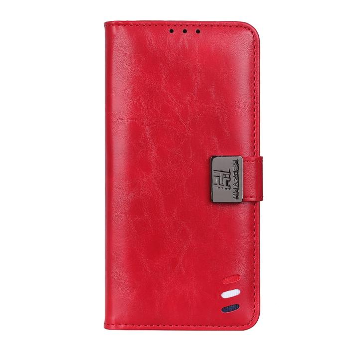 Bild 2, OnePlus 9 - KHAZNEH Tri-Color Läder Fodral - Röd