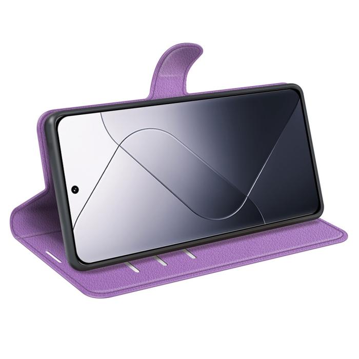 Bild 3, Xiaomi 14 Fodral Litchi Läder Lila