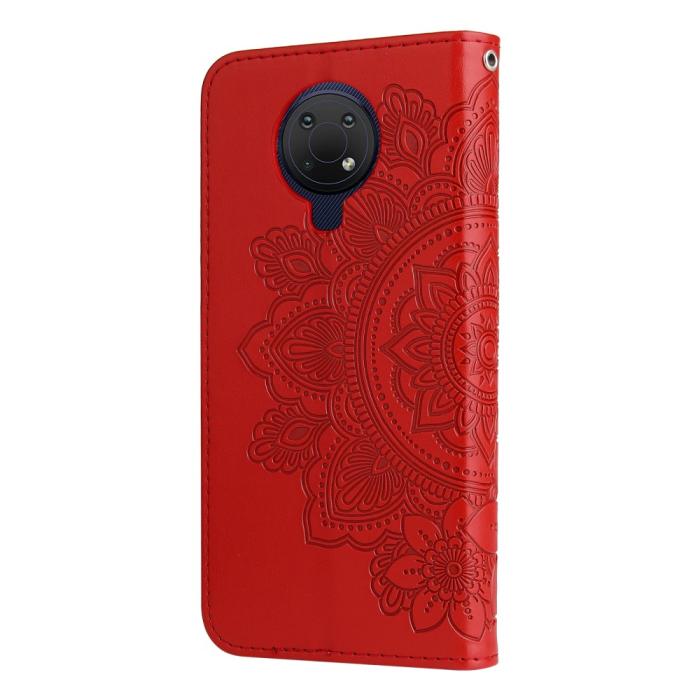 Bild 3, Nokia G10 / G20 Fodral Mandala Läder Röd