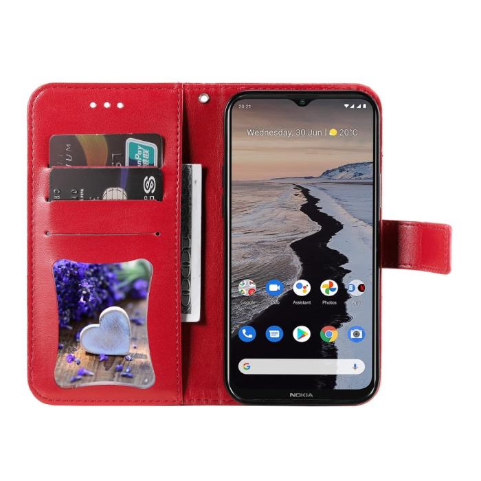 Bild 4, Nokia G10 / G20 Fodral Mandala Läder Röd