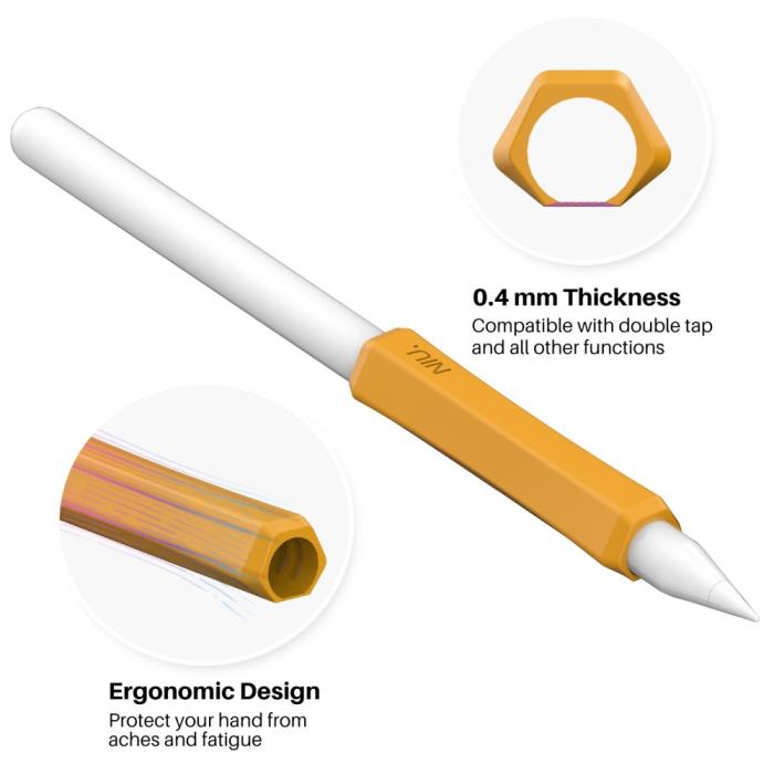Bild 5, AHASTYLE Apple Pencil 1/2/Pro Penngrepp Silikon Svart