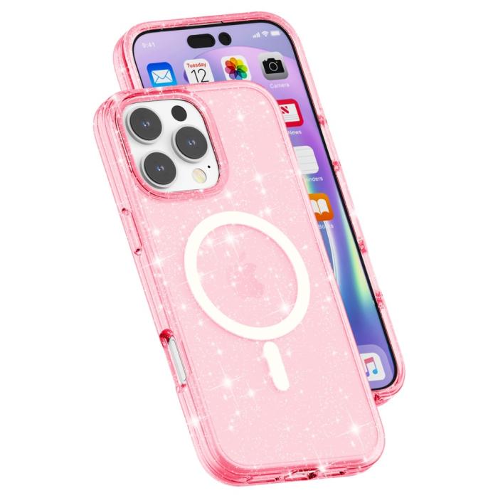 Bild 5, iPhone 16 Pro Skal MagSafe Glitter Rosa