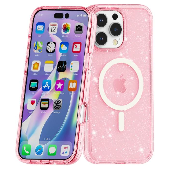 Bild 6, iPhone 16 Pro Skal MagSafe Glitter Rosa