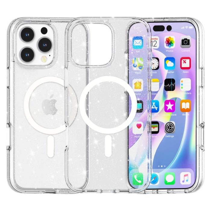 Bild 1, iPhone 16 Pro Skal MagSafe Glitter Transparent