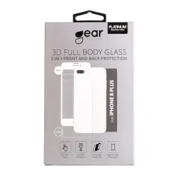 GEAR iPhone 8 Plus Fram/Bak Skärmskydd Härdat Glas 3D 2in1 med baksida
