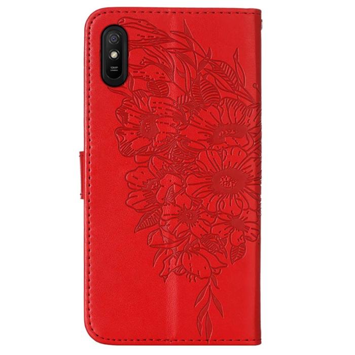 Bild 3, Xiaomi Redmi 9A / 9AT Fodral Butterfly Röd