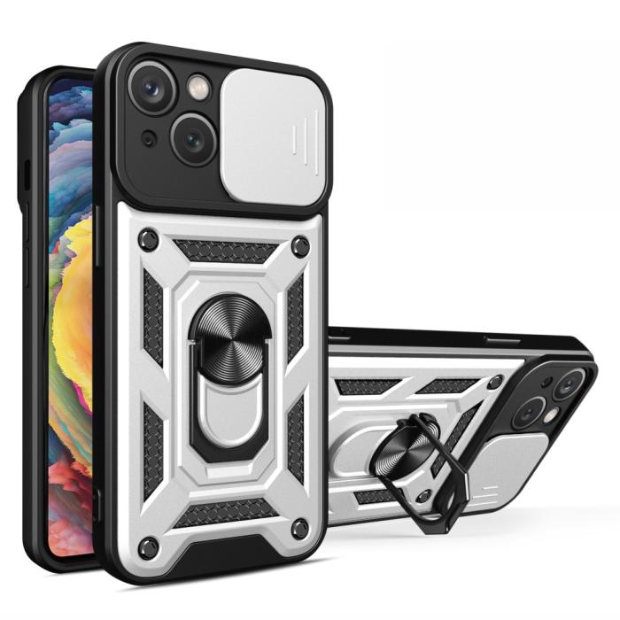Bild 1, iPhone 15 Plus Skal CamShield Hybrid Ring Silver