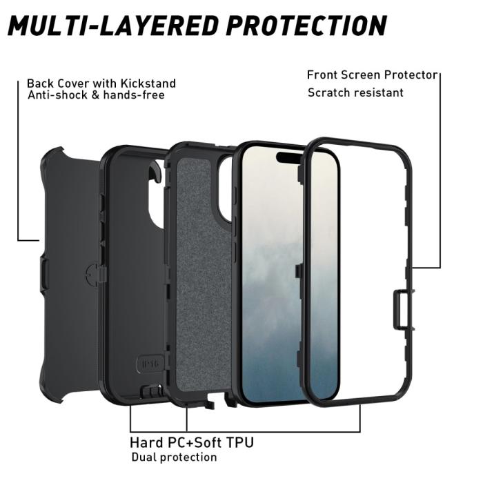 Bild 4, iPhone 16 Skal Extreme Shockproof Hybrid Svart