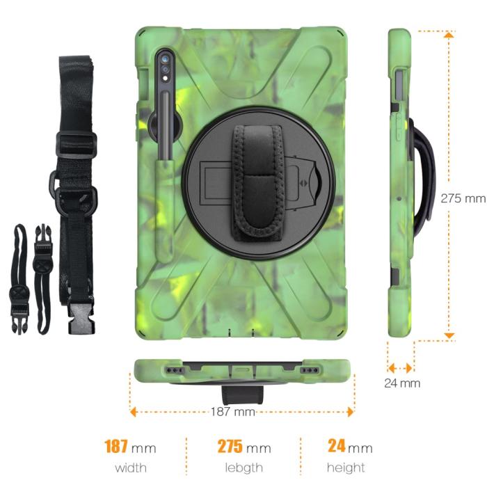 Bild 5, Galaxy Tab S8 / Tab S7 Skal 360° Hybrid Kickstand Med Strap