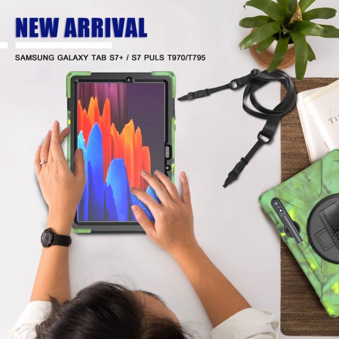 Bild 6, Galaxy Tab S8 / Tab S7 Skal 360° Hybrid Kickstand Med Strap